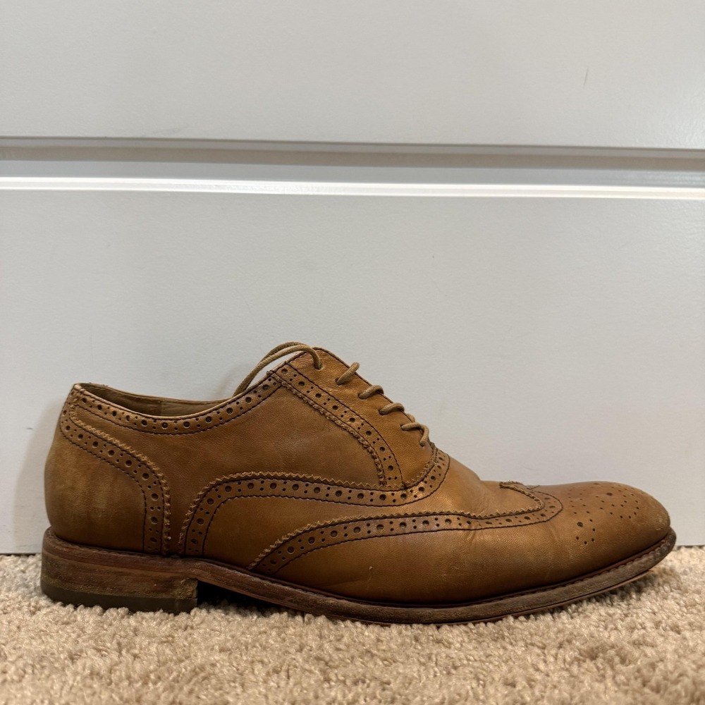 Warfield & Grand Shoes Mens Size 11 Brown Leather Wingtip Brogue Oxford Dress